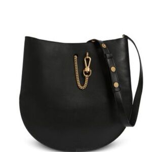 AllSaints Beaumont Hobo Black Leather Bag Gold Chain